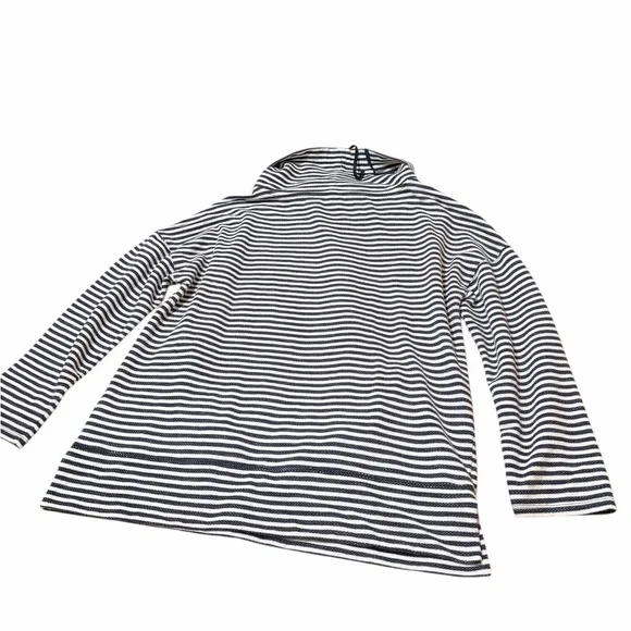 💙TALBOTS STRIPED COWL NECK Striped Navy and White Pullover - Picture 8 of 11